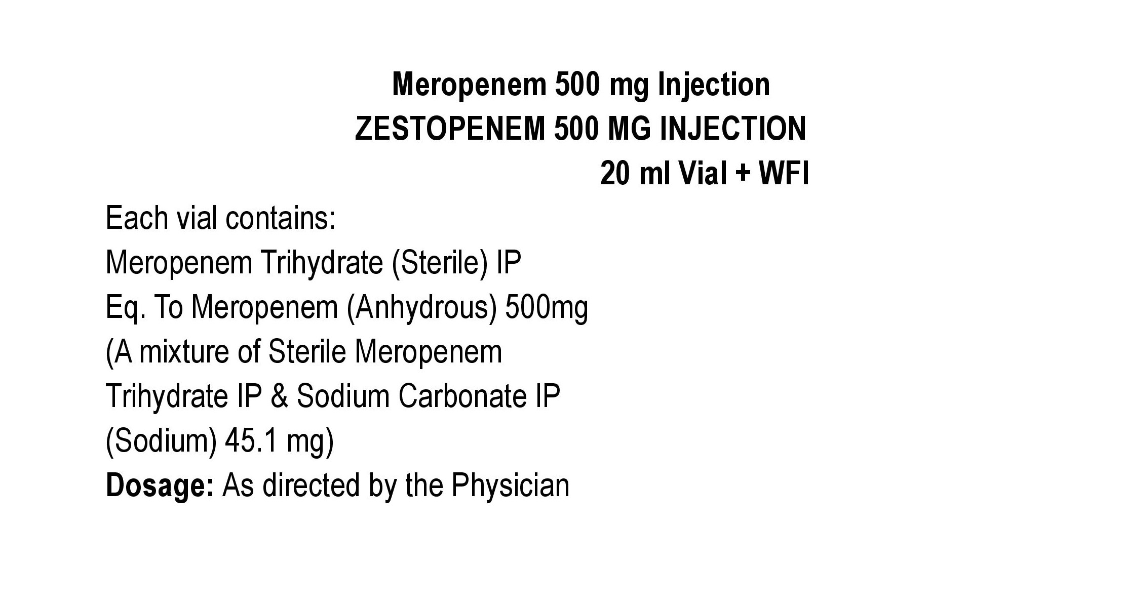 ZESTOPENEM 500 MG INJECTION